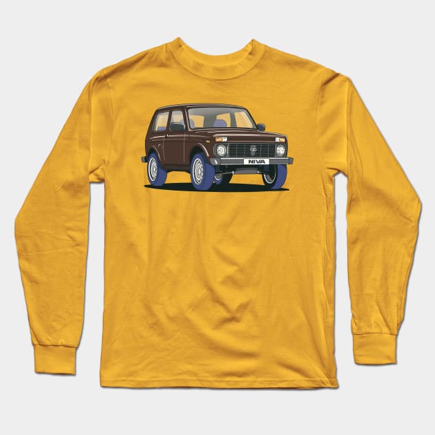 LADA Niva 4X4 in Terra Brown Long Sleeve T-Shirt by Webazoot